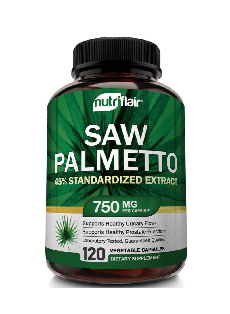 NutriFlair Saw Palmetto Extract 750mg, 120 Capsules - Image 1