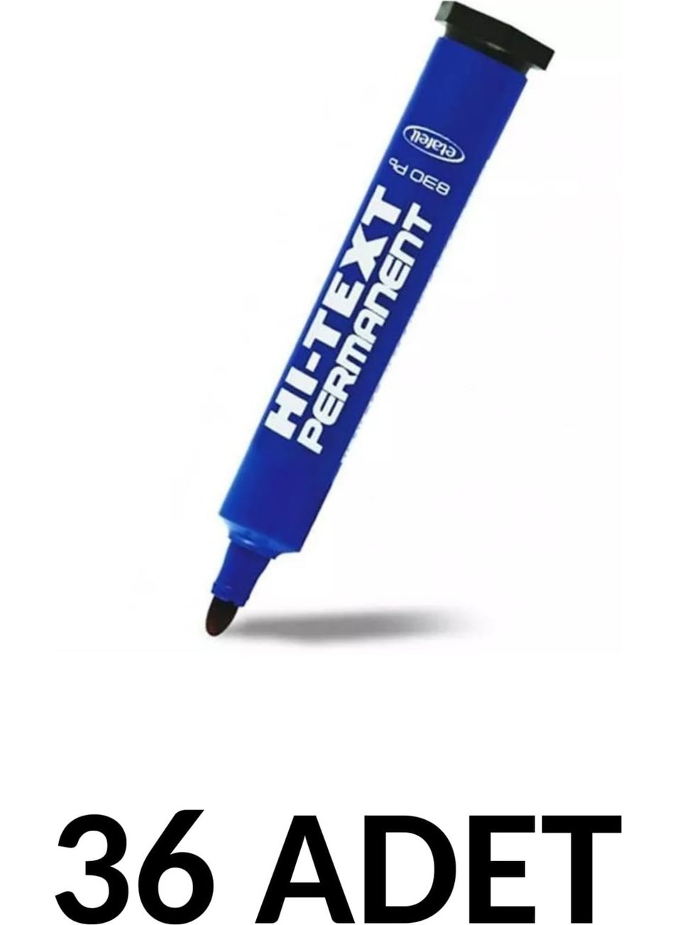 Fibracolor Hı-Text 36 Pieces 830PB Round Tip Permanent Pen Box Pen Blue  - Image 1