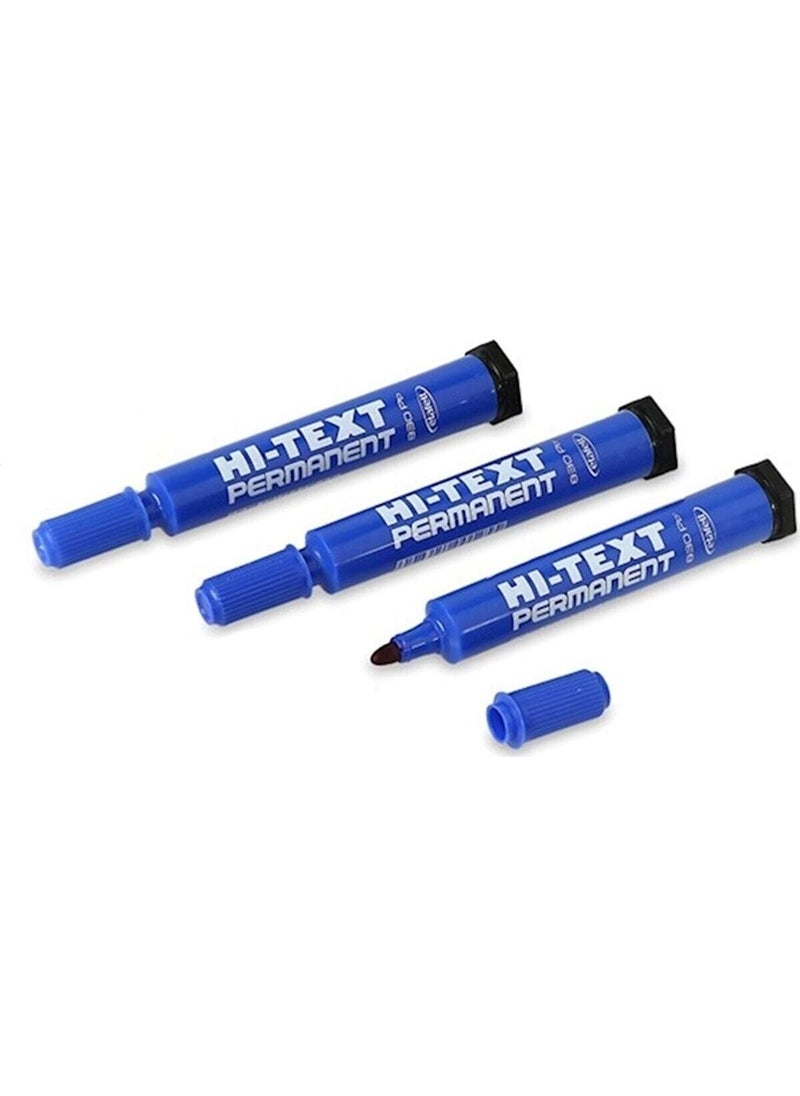 Fibracolor Hı-Text 36 Pieces 830PB Round Tip Permanent Pen Box Pen Blue  - Image 4