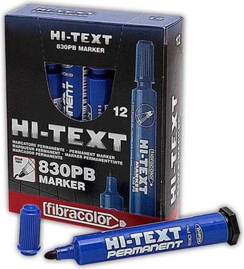Fibracolor Hı-Text 36 Pieces 830PB Round Tip Permanent Pen Box Pen Blue