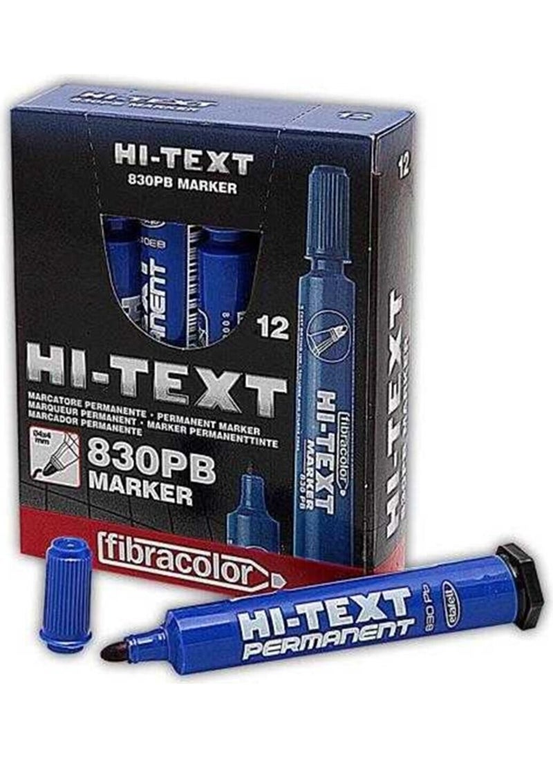 Fibracolor Hı-Text 36 Pieces 830PB Round Tip Permanent Pen Box Pen Blue  - Image 2