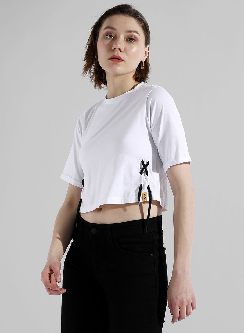 كامبوس سوترا Women's Solid White Regular Fit Top  - Image 3