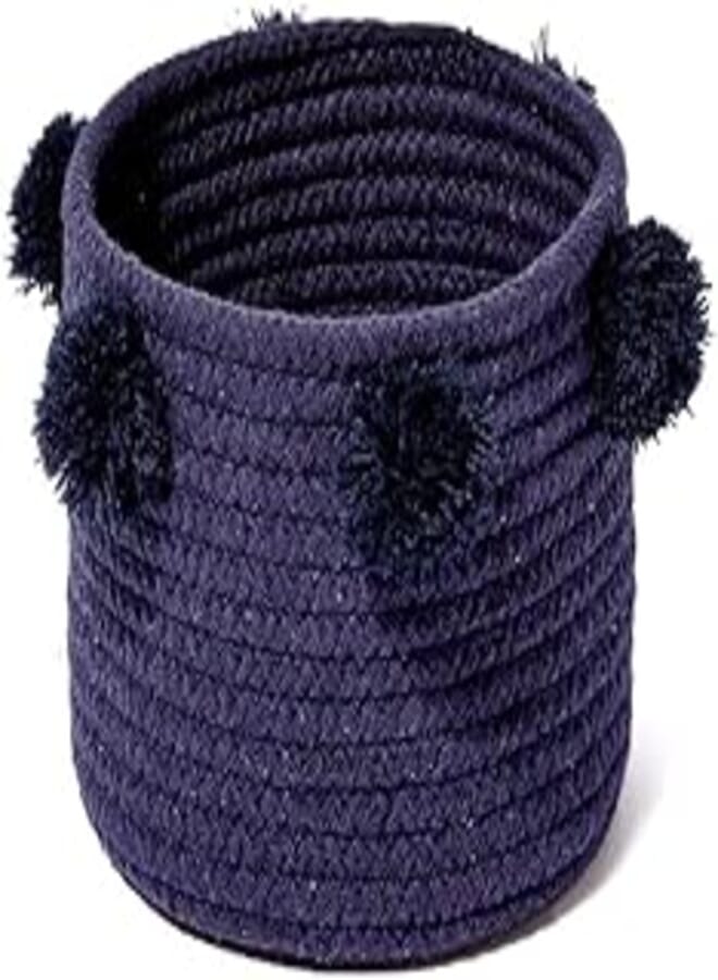 Matalan Pom Pom Rope Storage Basket, 17 cm x 13 cm Size, Blue