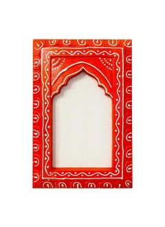 Noor Antique Designs Noor Antique Designs Handcrafted Wooden Wall Panel with Rajasthani Jharokha Design Decorative Red Window Frame 30 X 20 CM Boho Art for Living Room Bedroom Office Decor  - Image 1