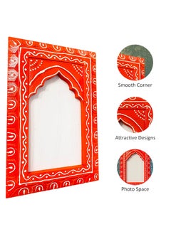 Noor Antique Designs Noor Antique Designs Handcrafted Wooden Wall Panel with Rajasthani Jharokha Design Decorative Red Window Frame 30 X 20 CM Boho Art for Living Room Bedroom Office Decor  - Image 5