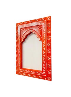 Noor Antique Designs Noor Antique Designs Handcrafted Wooden Wall Panel with Rajasthani Jharokha Design Decorative Red Window Frame 30 X 20 CM Boho Art for Living Room Bedroom Office Decor  - Image 3