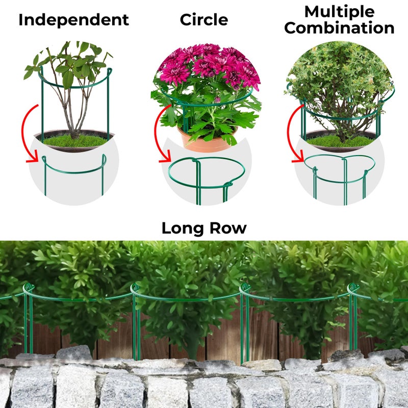 K-Brands 12 Pack Tall Snake Plant Support Stakes â€“ 10" W x 24" H Half Round Peony Cages and Supports for Indoor and Outdoor Plants â€“ Plant Cage Ring Support for Flower - Peony, Tomato, Hydrangea, Rose Bush - Image 4