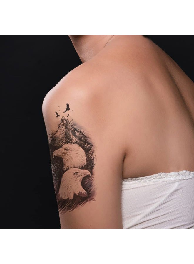 Oottati 8 أوراق ملصقات وشم مؤقت مقاومة للماء، نسر صقر مصيدة أحلام جبل قمر - Image 2