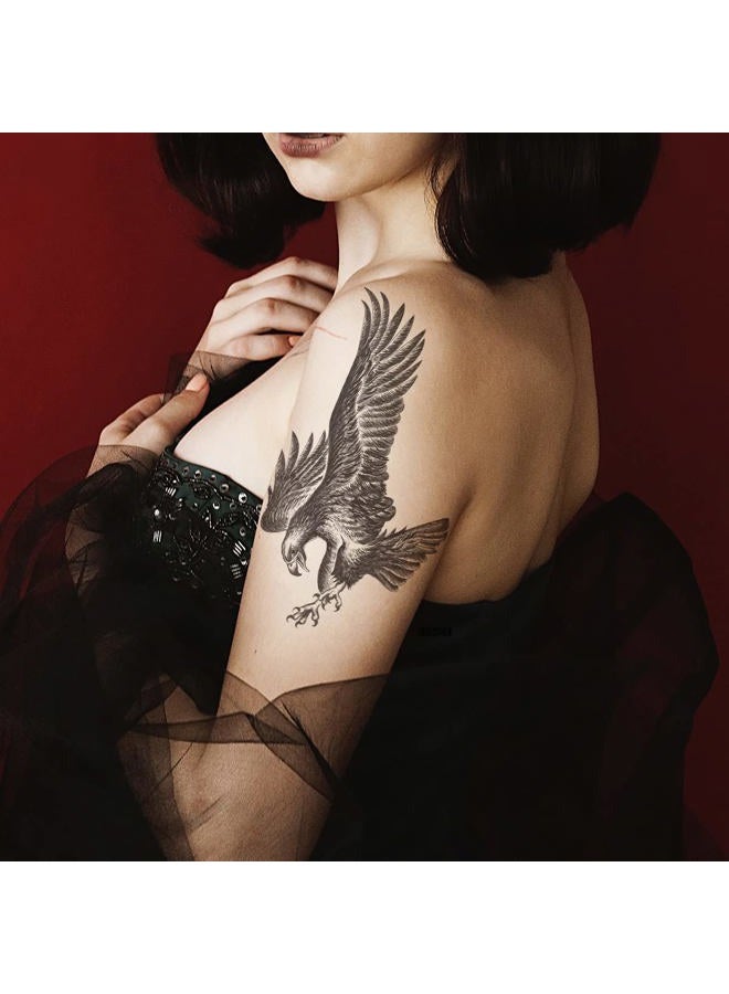 Oottati 8 أوراق ملصقات وشم مؤقت مقاومة للماء، نسر صقر مصيدة أحلام جبل قمر - Image 3