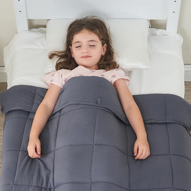 yescool يسكول كيدز ( Kids) بطانية مزودة بوزن (3 أرطال، 36" × 48"، رمادي) – بطانية سميكة مرطبة مثالية للنوم، مناسبة للأوزان بين 20 و40 رطل، قابلة للغسيل في الغسالة. - Image 4