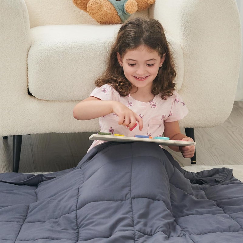yescool يسكول كيدز ( Kids) بطانية مزودة بوزن (3 أرطال، 36" × 48"، رمادي) – بطانية سميكة مرطبة مثالية للنوم، مناسبة للأوزان بين 20 و40 رطل، قابلة للغسيل في الغسالة. - Image 5