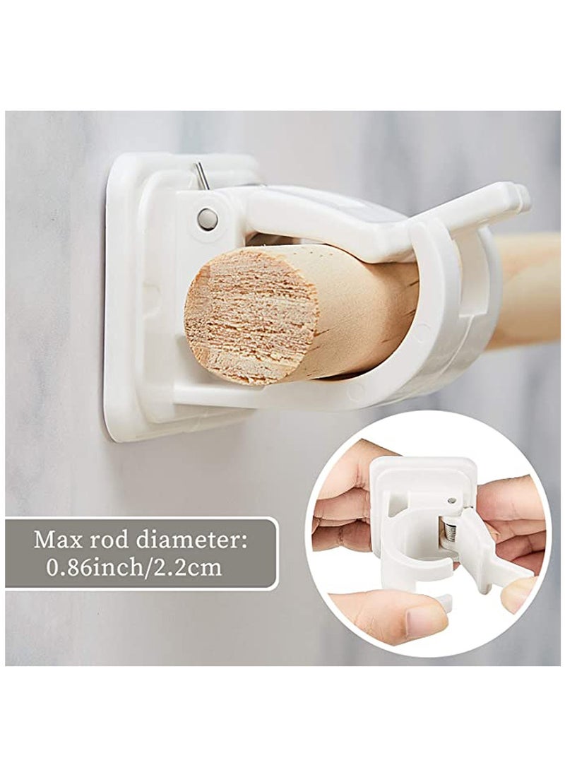 KASTWAVE 8 Pieces Self Adhesive Curtain Rod Bracket Drapery Hook Holders Fixing Rod Holder Curtain Pole Wall Brackets Towel Rod Hooks for Home Bathroom and Hotel Use - Image 2