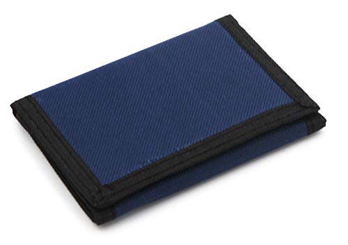 AI-DEE RFID Trifold Canvas Outdoor Sports Wallet for Kids - Front Pocket Wallet with Magic Sticker (Navy Blue) - Image 1
