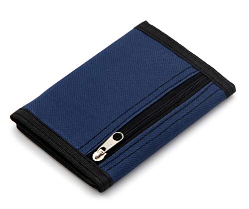 AI-DEE RFID Trifold Canvas Outdoor Sports Wallet for Kids - Front Pocket Wallet with Magic Sticker (Navy Blue) - Image 5