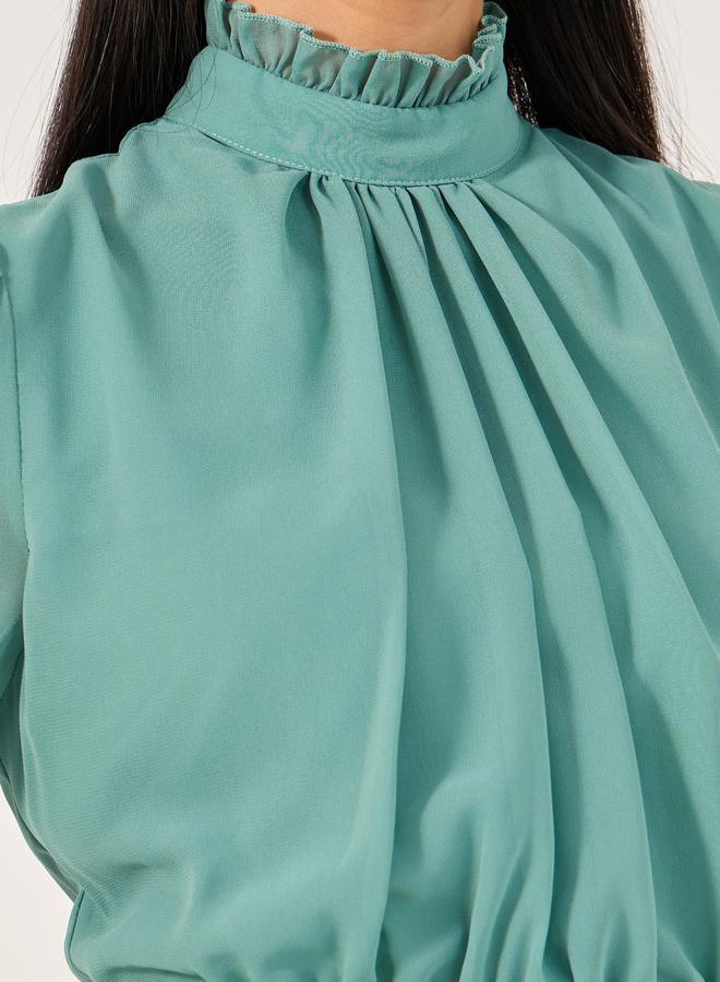 ستايلي فستان ماكسي ستايلي سادة بكسرات ولف - Image 4