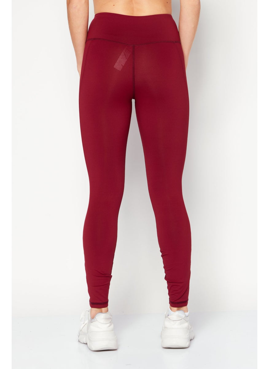 Lefties Women Sportswear Fit Training Leggings, Maroon  - Image 2