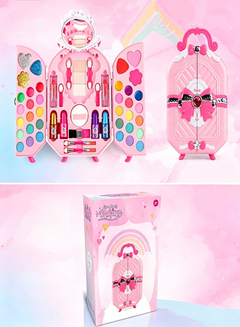 SUCITY Kids Makeup Kit, Real Kids Makeup Set Washable Makeup Set Toys for Girls with Portable Makeup Box Including Lipstick, Eye Shadows and So On Ages 3-12 Year Old Girl Birthday Gifts（Handbag） - Image 1