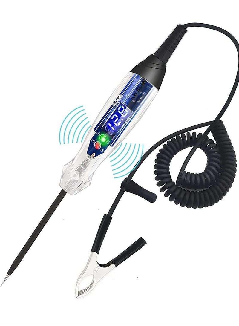 Premium LED Bulb Automotive Circuit Tester, 4-60V Test Light with 102 Inch PU Extended Spring Wire, Sharp Hard Steel Probe Vehicle Circuits Low DC Voltage Tester  - Image 1