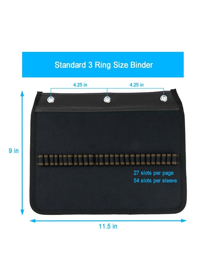 YOUSHARES 54 Slots Pencil Sleeve - Standard 3 Ring Binder Designed Pencil Page Compatible With 216 Slots Pencil Case For Watercolor Pencil Gel Pen And Cosmetic Brush Black  - Image 3