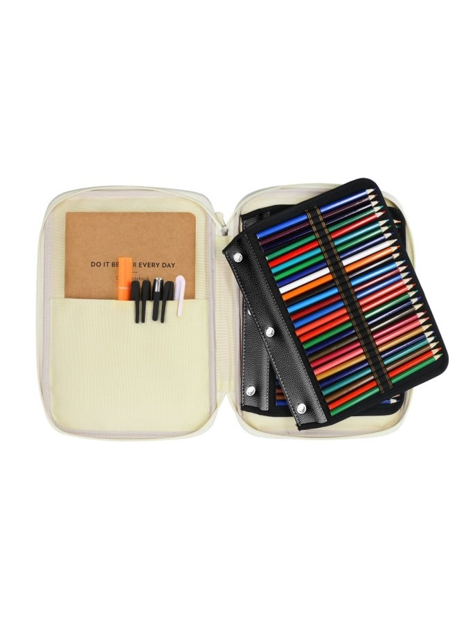 YOUSHARES 54 Slots Pencil Sleeve - Standard 3 Ring Binder Designed Pencil Page Compatible With 216 Slots Pencil Case For Watercolor Pencil Gel Pen And Cosmetic Brush Black  - Image 5