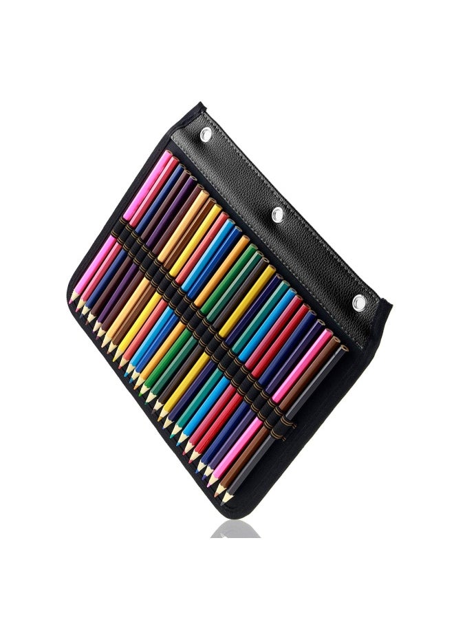 YOUSHARES 54 Slots Pencil Sleeve - Standard 3 Ring Binder Designed Pencil Page Compatible With 216 Slots Pencil Case For Watercolor Pencil Gel Pen And Cosmetic Brush Black  - Image 1