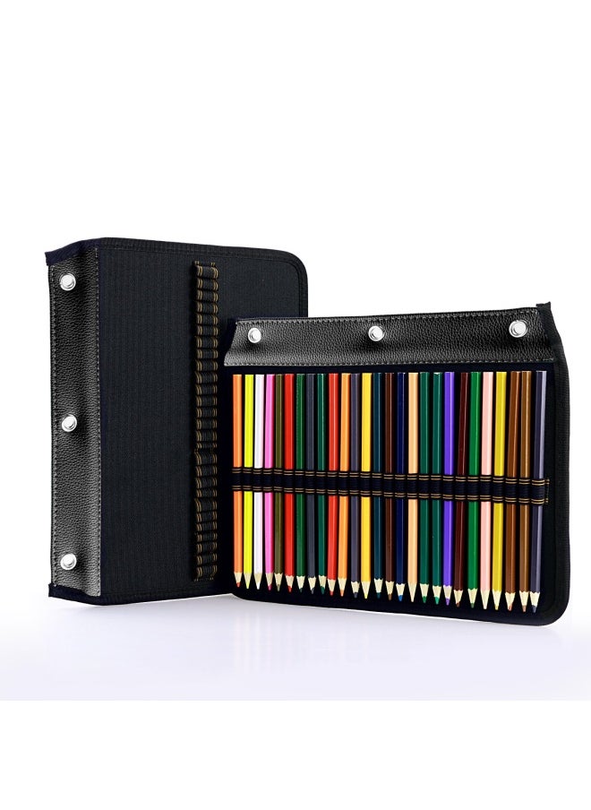 YOUSHARES 54 Slots Pencil Sleeve - Standard 3 Ring Binder Designed Pencil Page Compatible With 216 Slots Pencil Case For Watercolor Pencil Gel Pen And Cosmetic Brush Black  - Image 2