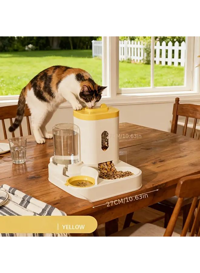 Yellow 2 In 1 Dog Water Dispenser With Gravity Fed Hygienic Fountain - Image 1