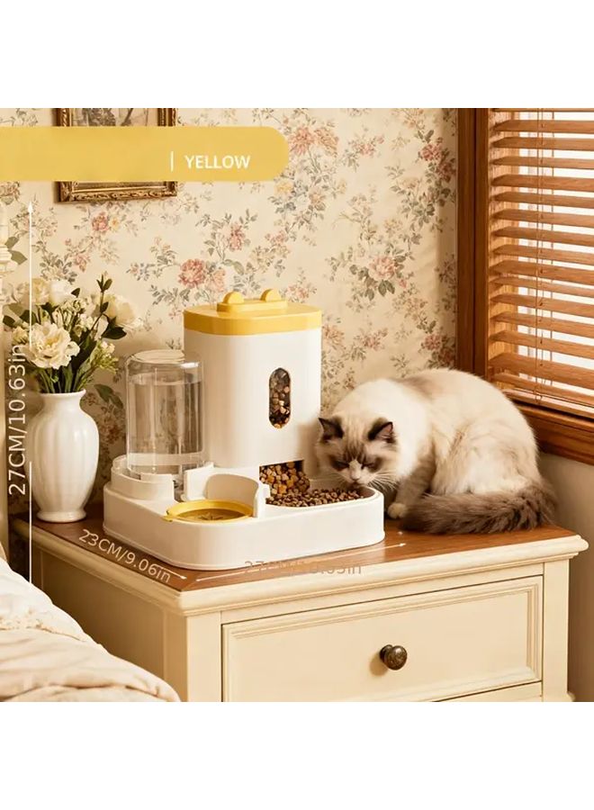 Yellow 2 In 1 Dog Water Dispenser With Gravity Fed Hygienic Fountain - Image 5