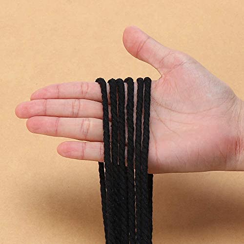 HOMEBOBO Macrame Cord 4mm x 240Yards (722Feet), Colored Cotton Macrame Rope - 3 Strands Twisted Colorful Macrame Cotton Cord for Wall Hanging, Plant Hangers, Gift Wrapping and Wedding Decorations, Black - Image 3