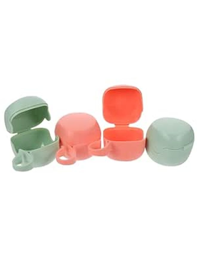 Portable Pacifier Holder Case Set 4pcs Dustproof Storage Box with Cover for Travel Diaper Bag Organization
