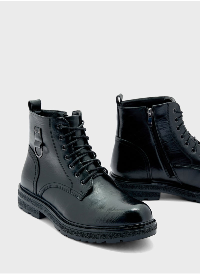 Robert Wood - Ankle Lace Ups Biker Boots - Image 1