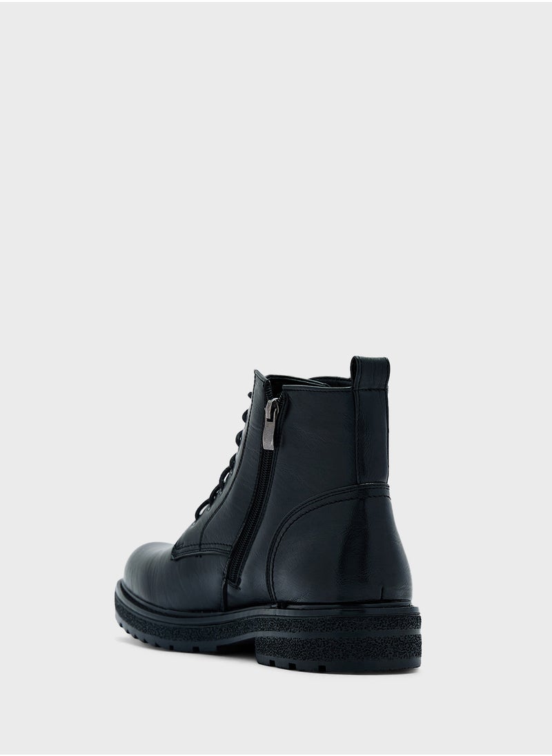 Robert Wood - Ankle Lace Ups Biker Boots - Image 1