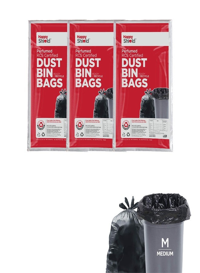 Happy Shield - Perfumed Garbage Bags (90 Pieces), Medium (19x21 Inches) - 30 pieces/pack (Pack of 3), Black - Image 1
