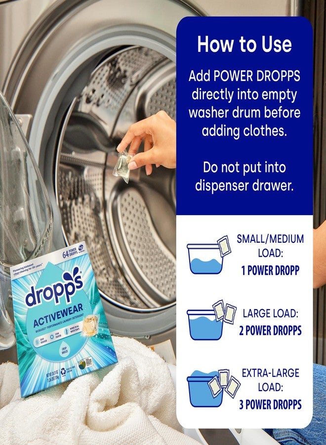 Dropps Activewear Biobased Power Laundry Detergent Pods, Crisp Breeze (64 Count) - Laundry Pods Fights Tough Stains & Odors, Sweat & Dirt - HE Compatible Laundry Supplies for Clean Clothes - Image 4