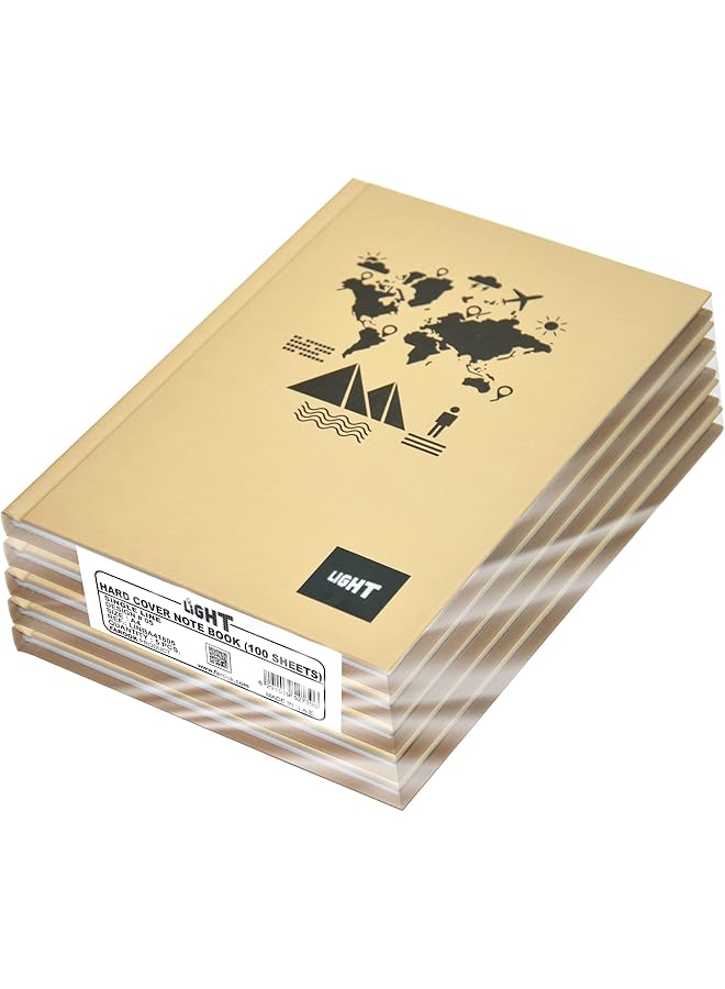 FIS Linba41805 Single Line 100 Sheets Hard Cover Notebook 5 Pieces A4Size - Image 1