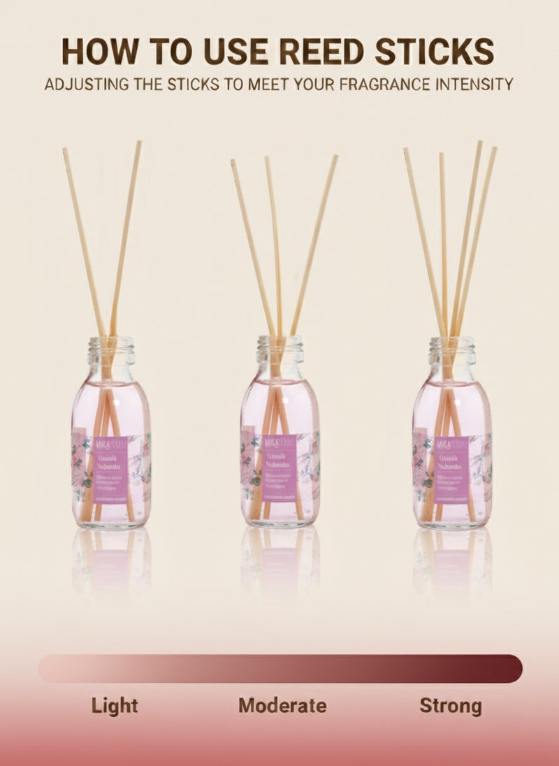 Mikaromas Reed Diffuser  Magnolia Fragrance, 95ml | Long-Lasting Floral Reed Diffuser Set for Home, Office & Spa | Elegant Aromatic Essential Oil Blend for a Fresh, Soothing & Luxurious Ambience - Image 4