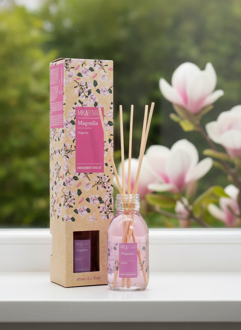 Mikaromas Reed Diffuser  Magnolia Fragrance, 95ml | Long-Lasting Floral Reed Diffuser Set for Home, Office & Spa | Elegant Aromatic Essential Oil Blend for a Fresh, Soothing & Luxurious Ambience - Image 5