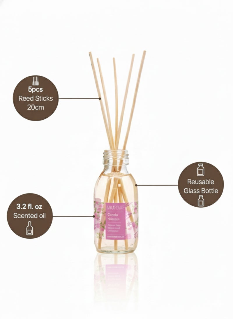 Mikaromas Reed Diffuser  Magnolia Fragrance, 95ml | Long-Lasting Floral Reed Diffuser Set for Home, Office & Spa | Elegant Aromatic Essential Oil Blend for a Fresh, Soothing & Luxurious Ambience - Image 3