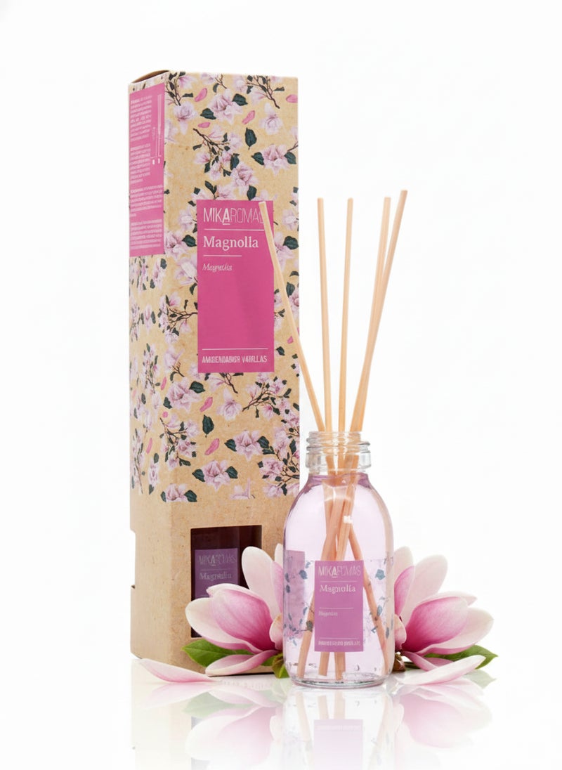Mikaromas Reed Diffuser  Magnolia Fragrance, 95ml | Long-Lasting Floral Reed Diffuser Set for Home, Office & Spa | Elegant Aromatic Essential Oil Blend for a Fresh, Soothing & Luxurious Ambience - Image 1