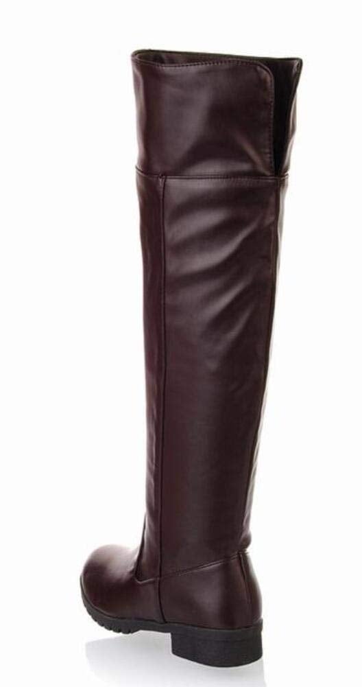 ACE SHOCK Men's Cosplay Boots Knee High Equestrian Boots Costume Shoes (8.5, Brown) - Image 3