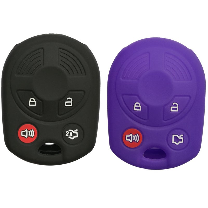 2Pcs Coolbestda Rubber Key Fob Cover Case Protector Skin Jacket Keyless Entry for Ford Escape Explorer Mustang Transit Fusion Focus Lincoln MKX MKZ MKS Navigator Zephyr Aviator Montego