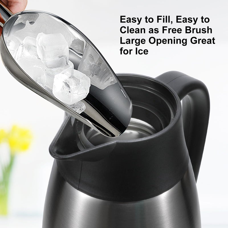 Dumfoin 70 oz Thermal Coffee Carafe for keeping hot, Updated Carafe for hot liquid, Airpot Stainless Steel Thermos Urn Beverage Dispenser Vacuum Thermal Pot for Coffee, Hot Water,Keep Hot 12 Hour(silver) - Image 3