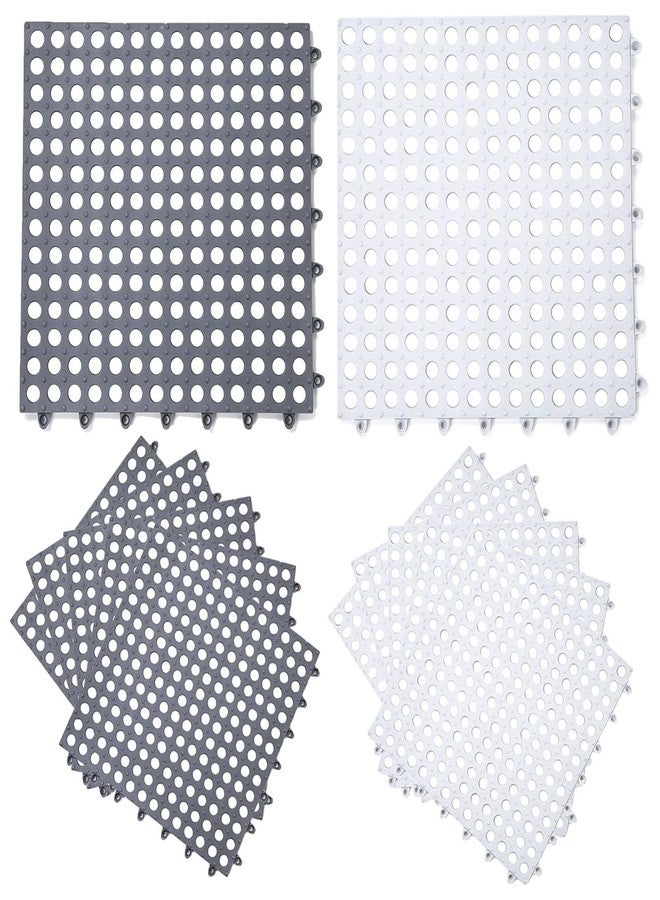 BHAVENA Modular Interlocking Floor Tiles, 11.8” PVC Waterproof Mats with Drain Holes for Bathroom, Kitchen, Patio & Pool | Anti-Slip, Quick Install | Pack of (8) - Image 2
