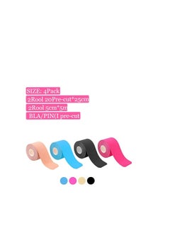 Relax Smart 4 Rolls Waterproof Breathable Kinesiology Tape, Athletic Elastic Kneepad Muscle Pain Relief Knee Taping for Gym Fitness Running Tennis Swimming Football  - Image 2