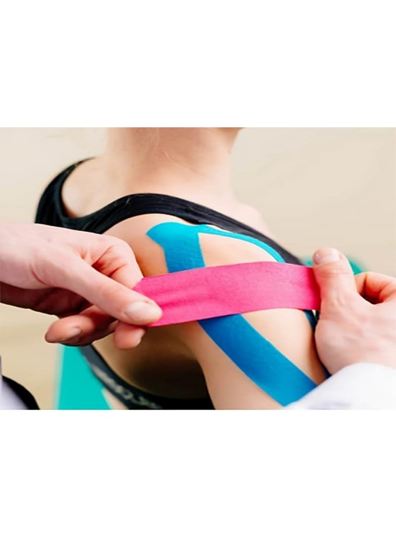 Relax Smart 4 Rolls Waterproof Breathable Kinesiology Tape, Athletic Elastic Kneepad Muscle Pain Relief Knee Taping for Gym Fitness Running Tennis Swimming Football - Image 4