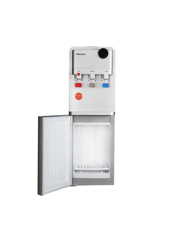 Hisense Freestanding Top Load Water Dispenser with 3 Taps, Hot, Cold and Ambient Water, Stainless Steel Tank and 12L Cabinet Storage H96WDTS3S2 Silver H96WDTS3S2 silver - Image 2