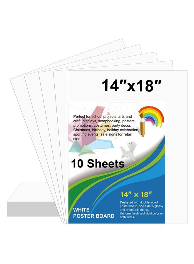 rookea 10 Pcs White Poster Board Paper 14x18, ROOKEA Blank Graphic Display Vision Boards Bulk for School Arts Classroom Crafts Projects Presentations Drawing Scrapbooking - Image 1
