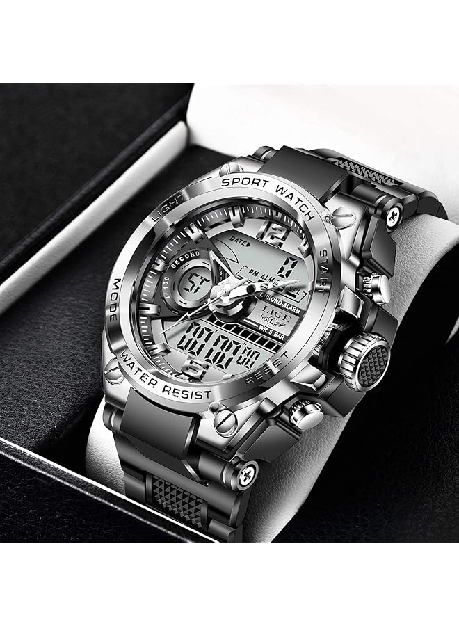 Excefore Mens Sports Digital Watches Outdoor Large Face Dial Waterproof Electronic Date Multi Function Wrist Watches For Men Tactic Led Alarm Stopwatch - Image 4