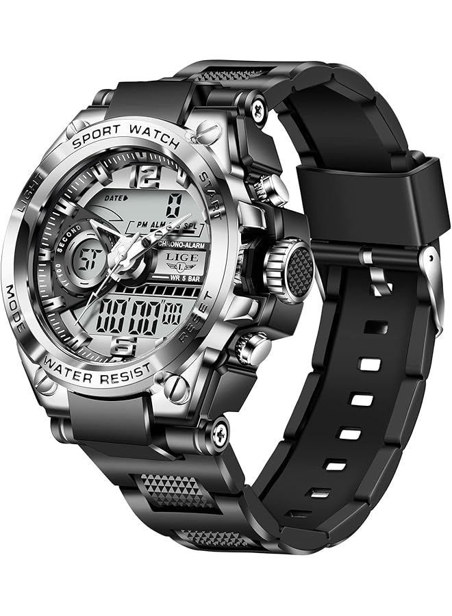 Excefore Mens Sports Digital Watches Outdoor Large Face Dial Waterproof Electronic Date Multi Function Wrist Watches For Men Tactic Led Alarm Stopwatch - Image 1