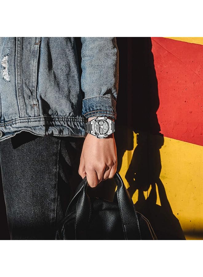 Excefore Mens Sports Digital Watches Outdoor Large Face Dial Waterproof Electronic Date Multi Function Wrist Watches For Men Tactic Led Alarm Stopwatch - Image 3